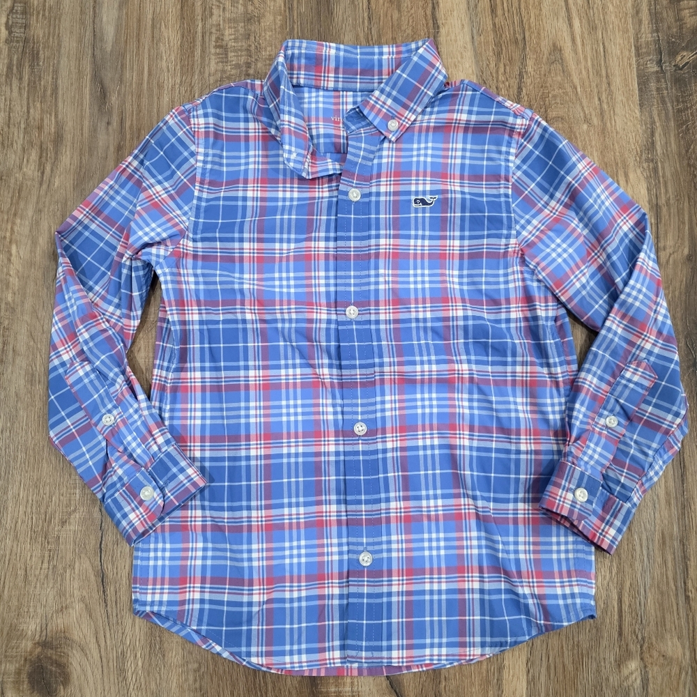 Vineyard Vines Toddler Boys Plaid Nylon Long Sleeve Performance Button Down 4T - Picture 2 of 7